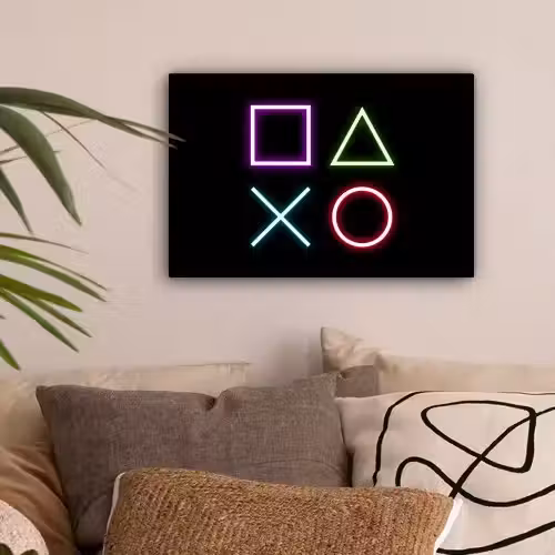 Gaming - Neon - Console - Zwart - Controller - Gamen canvas 2cm klein -sfeer1
