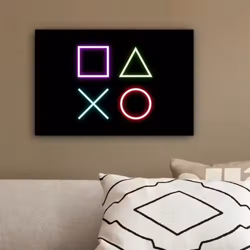 Gaming - Neon - Console - Zwart - Controller - Gamen canvas 2cm klein -sfeer3