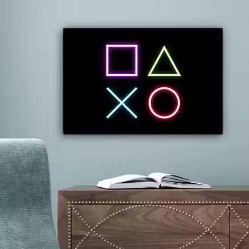 Gaming - Neon - Console - Zwart - Controller - Gamen canvas 2cm klein -sfeer4