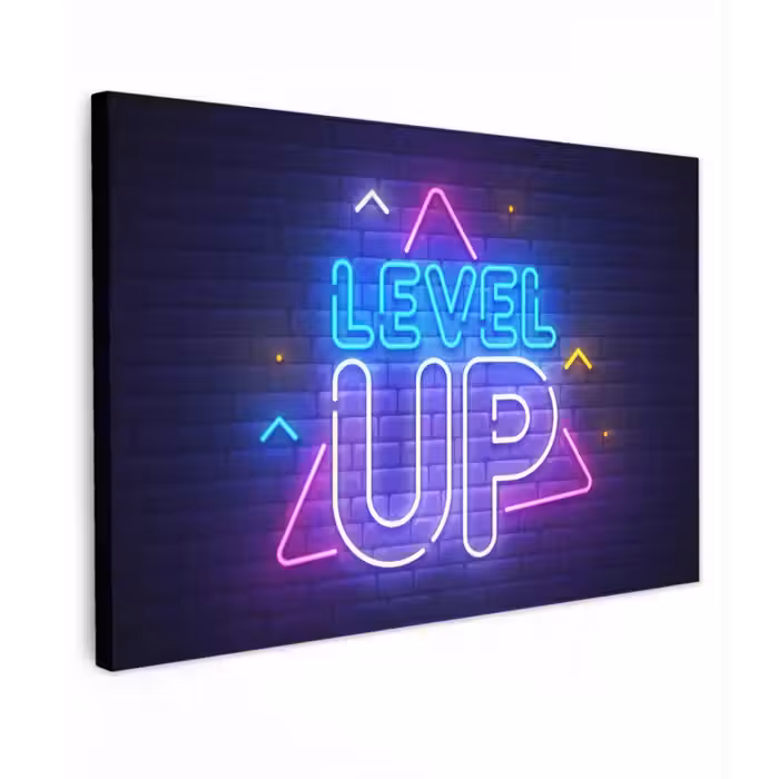 Gaming - Neon - Level Up - Quotes - Gamen canvas 2cm klein -z3d