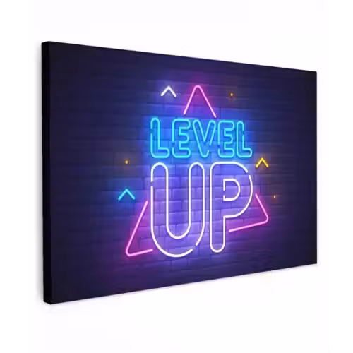 Gaming - Neon - Level Up - Quotes - Gamen canvas 2cm klein -z3d