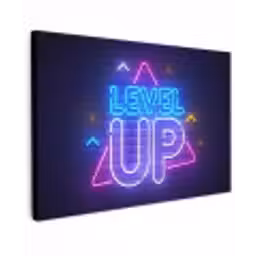 Gaming - Neon - Level Up - Quotes - Gamen canvas 2cm klein -z3d