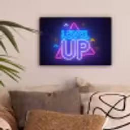 Gaming - Neon - Level Up - Quotes - Gamen canvas 2cm klein -sfeer1