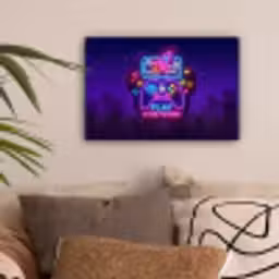 Gaming - Neon - Play - Blauw - Nacht - Controller canvas 2cm klein -sfeer1
