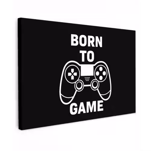 Gamen - Quotes - Controller - Born to game - Zwart - Wit canvas 2cm klein -z3d