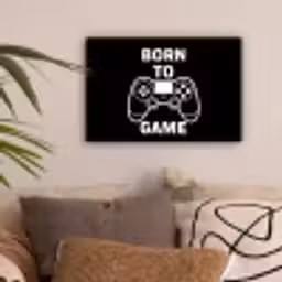 Gamen - Quotes - Controller - Born to game - Zwart - Wit canvas 2cm klein -sfeer1