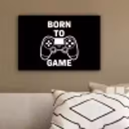 Gamen - Quotes - Controller - Born to game - Zwart - Wit canvas 2cm klein -sfeer3