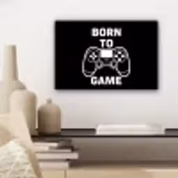 Gamen - Quotes - Controller - Born to game - Zwart - Wit canvas 2cm klein -sfeer6