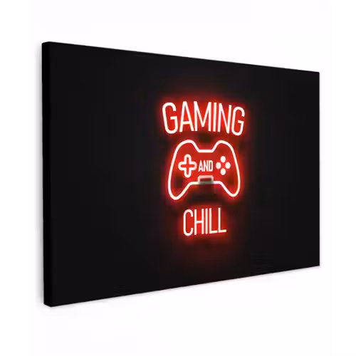 Gaming - Quotes - Gaming and chill - Neon - Rood canvas 2cm klein -z3d