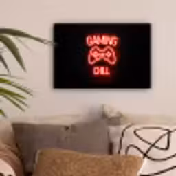 Gaming - Quotes - Gaming and chill - Neon - Rood canvas 2cm klein -sfeer1