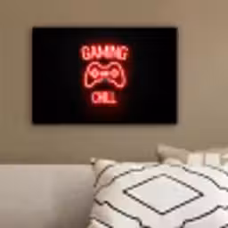 Gaming - Quotes - Gaming and chill - Neon - Rood canvas 2cm klein -sfeer3