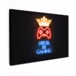 Gaming quotes - Neon - House of gaming - Kroon - Tekst canvas 2cm klein -z3d