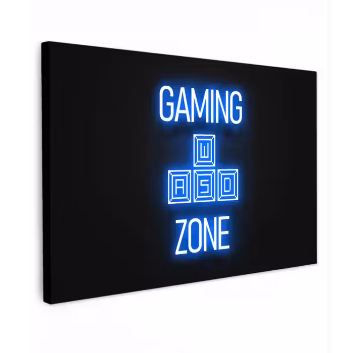 Gaming - Tekst - Gaming zone - Neon - Blauw canvas 2cm klein -z3d