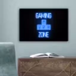 Gaming - Tekst - Gaming zone - Neon - Blauw canvas 2cm klein -sfeer4