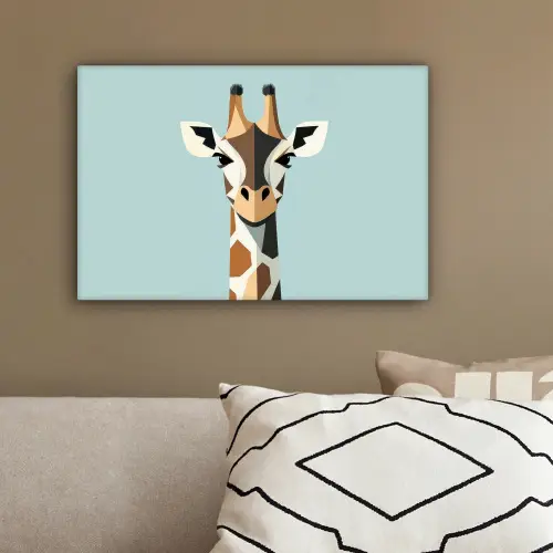Giraffe - Illustratie - Bruin - Minimalistisch canvas 2cm klein -sfeer3