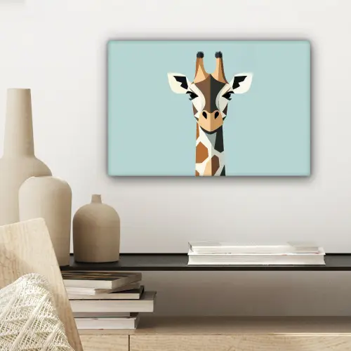 Giraffe - Illustratie - Bruin - Minimalistisch canvas 2cm klein -sfeer6