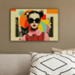 Meisje - Zonnebril - Kat - Retro canvas 2cm klein -sfeer3