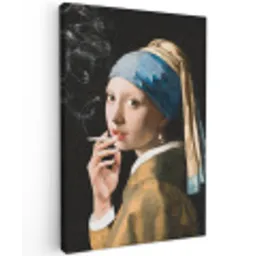 Meisje met de parel - Johannes Vermeer - Sigaretten canvas 2cm klein -z3d