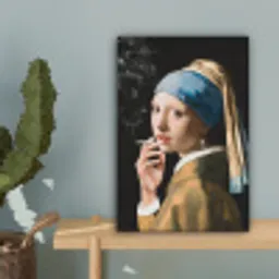 Meisje met de parel - Johannes Vermeer - Sigaretten canvas 2cm klein -sfeer4