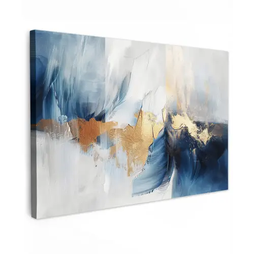 Goud - Blauw - Watercolor - Kunst - Modern canvas 2cm klein -z3d