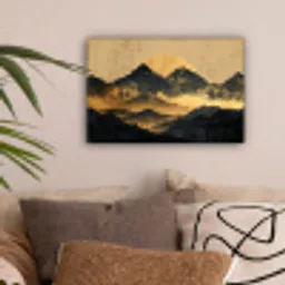Gouden Bergen bij Maanlicht canvas 2cm klein -sfeer1
