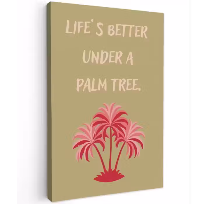 Groen - Zomer - Quote - Palmboom canvas 2cm klein -z3d