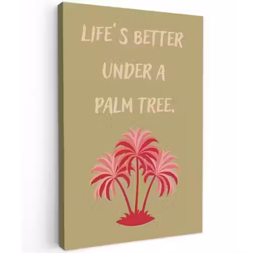 Groen - Zomer - Quote - Palmboom canvas 2cm klein -z3d
