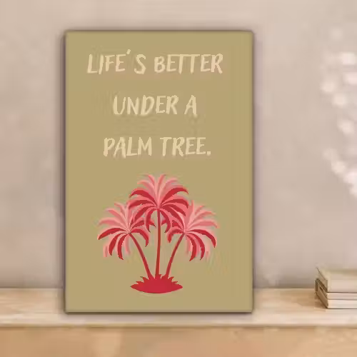 Groen - Zomer - Quote - Palmboom canvas 2cm klein -sfeer1