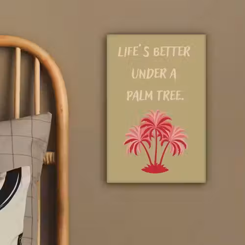 Groen - Zomer - Quote - Palmboom canvas 2cm klein -sfeer3