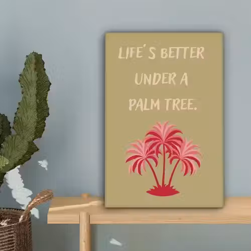Groen - Zomer - Quote - Palmboom canvas 2cm klein -sfeer4
