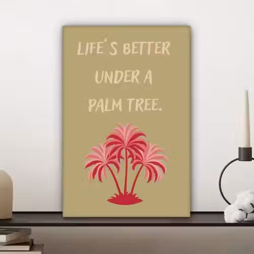 Groen - Zomer - Quote - Palmboom canvas 2cm klein -sfeer6