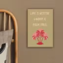 Groen - Zomer - Quote - Palmboom canvas 2cm klein -sfeer3