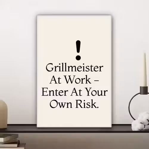 Grill - Uitroepteken - Zwart - Tekst canvas 2cm klein -sfeer6