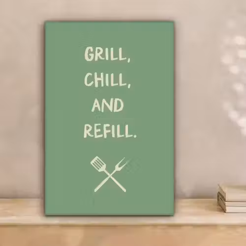 Grill - Groen - Zomer - Quote canvas 2cm klein -sfeer1