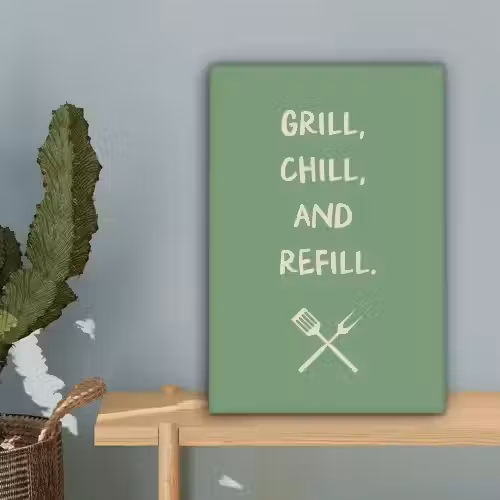 Grill - Groen - Zomer - Quote canvas 2cm klein -sfeer4