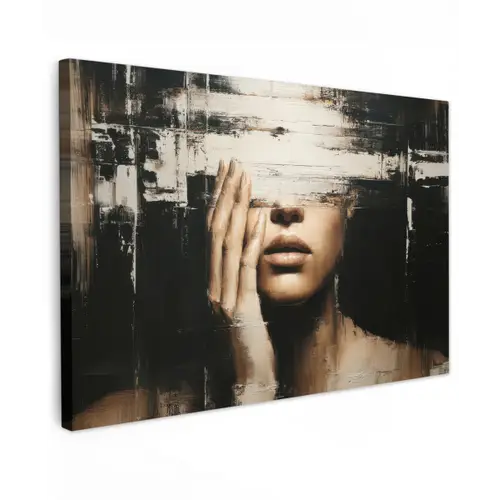 Hand - Gezicht - Strepen - Abstract canvas 2cm klein -z3d