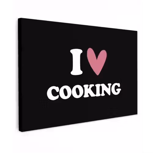 I love cooking - Koken - Hartje - Kookliefhebber - Kok - Spreuken canvas 2cm klein -z3d