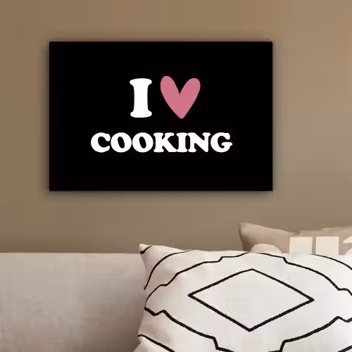 I love cooking - Koken - Hartje - Kookliefhebber - Kok - Spreuken canvas 2cm klein -sfeer3