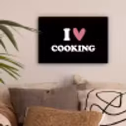 I love cooking - Koken - Hartje - Kookliefhebber - Kok - Spreuken canvas 2cm klein -sfeer1