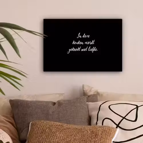 In deze keuken wordt gekookt met liefde - Koken - Spreuken - Quotes - Liefde canvas 2cm klein -sfeer1
