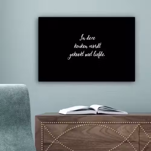 In deze keuken wordt gekookt met liefde - Koken - Spreuken - Quotes - Liefde canvas 2cm klein -sfeer4