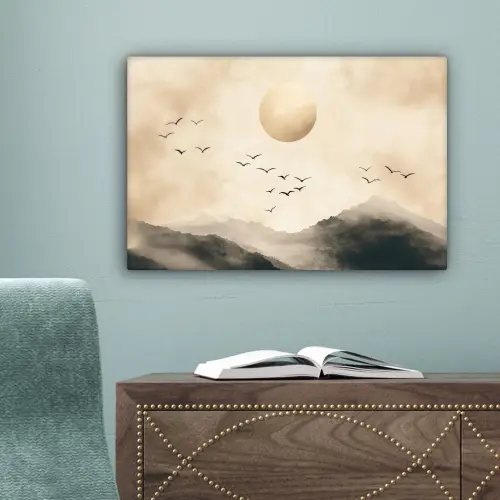 Landschap - Japandi - vogel canvas 2cm klein -sfeer4