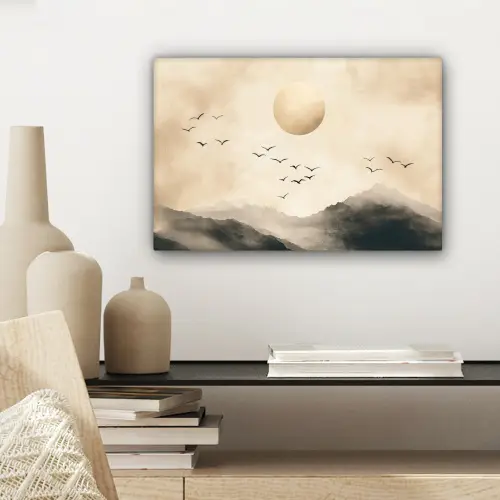 Landschap - Japandi - vogel canvas 2cm klein -sfeer6