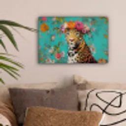 Luipaard - Bloemen - Kroon canvas 2cm klein -sfeer1