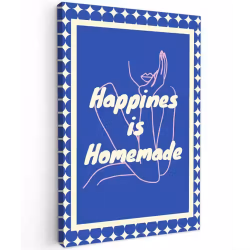 Lijntekening - Vrouw - Quote - Blauw canvas 2cm klein -z3d