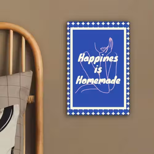 Lijntekening - Vrouw - Quote - Blauw canvas 2cm klein -sfeer3