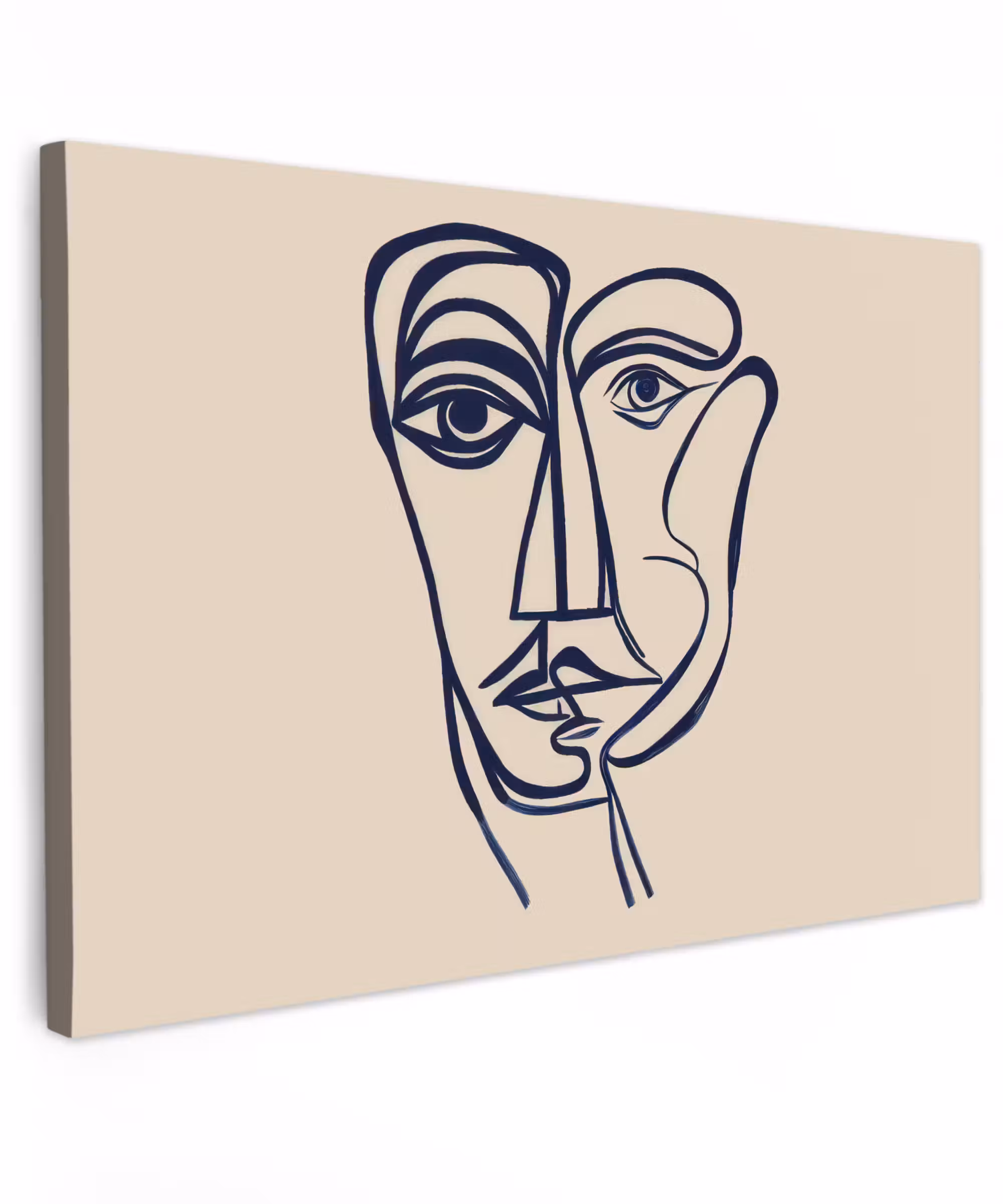 Canvas Print - Minimalist - Line illustration - Beige - Dark blue
