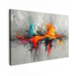 Moderne kunst - Oranje - Grijs - Abstract canvas 2cm klein -z3d
