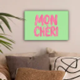Mon cheri - Groen - Roze canvas 2cm klein -sfeer1