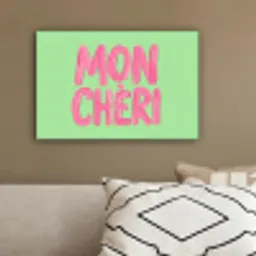 Mon cheri - Groen - Roze canvas 2cm klein -sfeer3